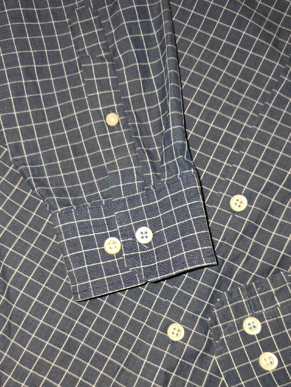 Banana Republic Grant Fit Blue Windowpane Button-Up Shirt, Large